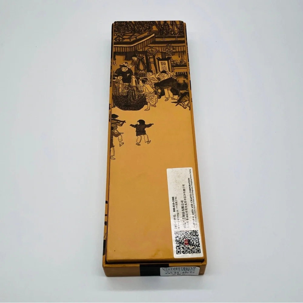 Gift Box Set Two Natural Wood Painted Chopsticks and Rests New